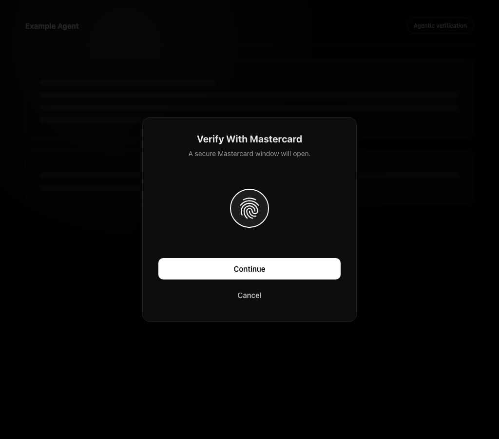 Customer confirms opening Mastercard's secure verification window